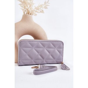 marka niezdefiniowana Large Quilted Wallet With Stripe Grey Jeffrey
