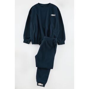 Trendyol Navy Blue Boy Printed Knitted Bottom-Top Set