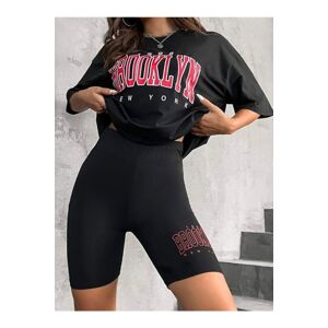 Know Women's Black Oversize Brooklyn Printed Leggings Suit