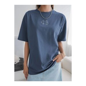 Know Women's Indigo Blue Penguin Printed Oversize T-shirt
