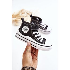 PA1 Children's Leather Sneakers With Velcro Black Bruni