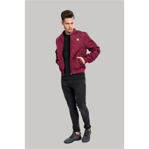 Diamond Quilt Nylon Jacket Burgundy