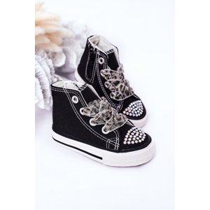 marka niezdefiniowana Children's Sneakers With Cubic Zirconia Black Smile