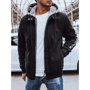 Ocieplana bluza męska z nadrukiem czarna Dstreet