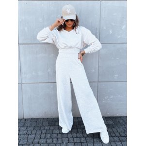 Komplet damski spodnie wide leg i bluza MINALIA beżowy Dstreet