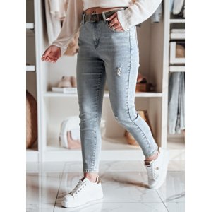Spodnie damskie jeansowe slim fit z paskiem MIXFELL niebieskie Dstreet