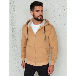 Bluza męska rozpinana basic z kapturem kamelowa Dstreet