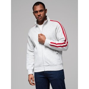 Ombre Men's sweatshirt with high collar and stripes - grey melange