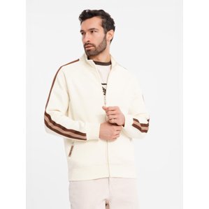 Ombre Men's sweatshirt with high collar and stripes - cream