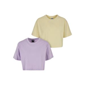 Women's short oversized t-shirt 2-pack lilac+yellow