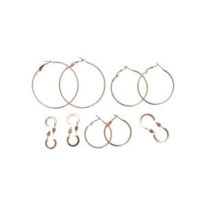 Basic hoop earrings 6-pack - gold color