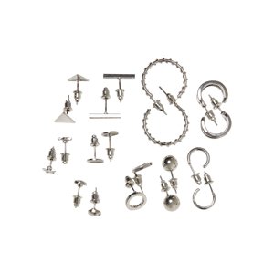Earrings 10-pack - silver colors