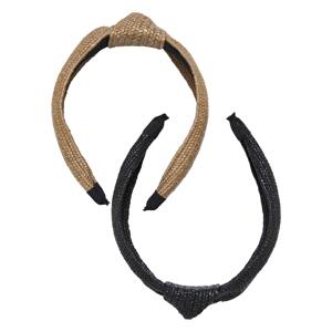 Braid Bast Headband 2-Pack Black/Beige