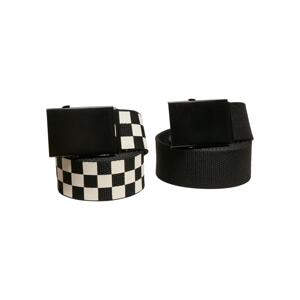 Check And Solid Canvas Belt 2-Pack black/offwhite