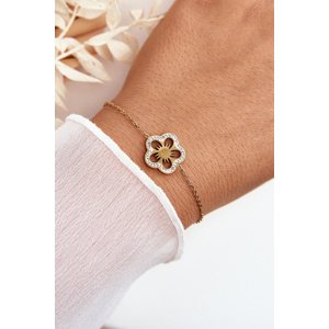 Glam Chic Delicate Women's Bracelet With A Flower Gold