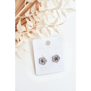 Glam Chic Flower Earrings With Cubic Zirconia Silver