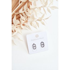 Glam Chic Oval Stud Earrings Silver
