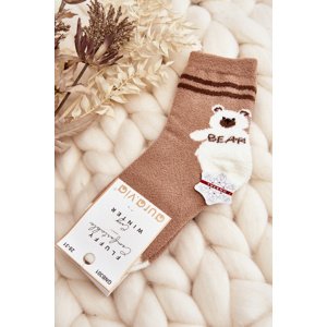 Aura.via Youth Warm Socks With Bear Light Brown