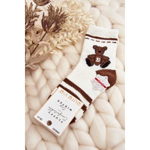 Aura.via Youth Warm Socks with Bear White-Brown