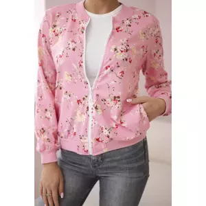 Kesi Women's floral sweatshirt with a zipper pink