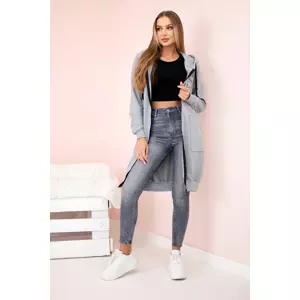 Kesi Women's longer sweatshirt with hood and zipper grey