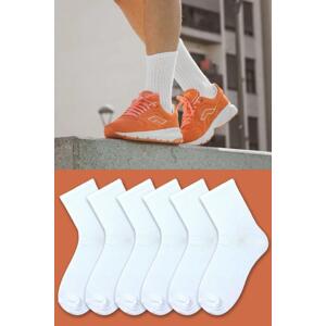 77603 Dewberry Set of 6 Pairs Tennis Length Plain Socks-WHITE