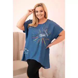 Kesi Włoski Plus Size women's blouse with patches denim