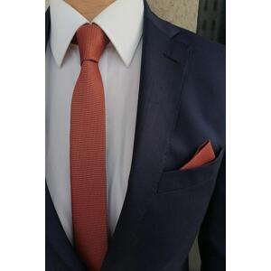 69641 Dewberry Mens Tie and Handkerchief Set-ORANGE