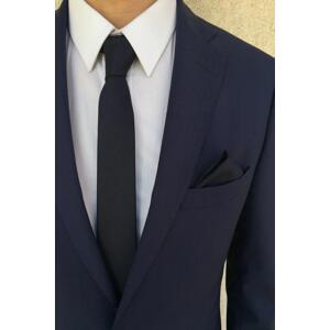 69641 Dewberry Mens Tie and Handkerchief Set-NAVY BLUE