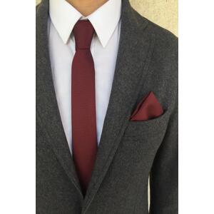 69641 Dewberry Mens Tie and Handkerchief Set-BORDEAUX