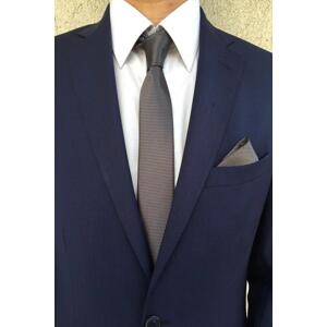 69641 Dewberry Mens Tie and Handkerchief Set-DARK GREY