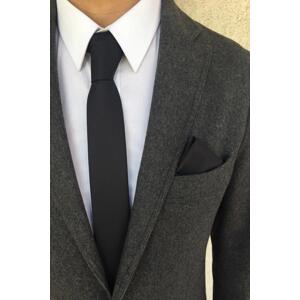 69641 Dewberry Mens Tie and Handkerchief Set-BLACK