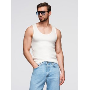 Ombre Men's cotton basic t-shirt with straps - white