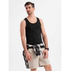 Ombre Men's cotton basic t-shirt with straps - black