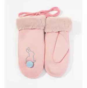 Gemre Pink gloves with a blue bunny Bannu