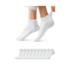 26278 Dewberry Unisex 10-Pack Sports Ankle Socks-WHITE