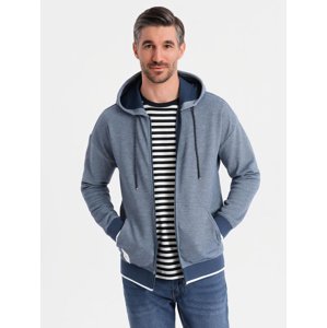Ombre Men's soft-textured hooded sweatshirt - navy blue