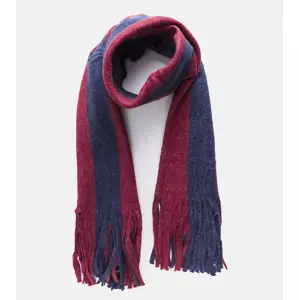 Gemre Navy Red Fringed Scarf Lana