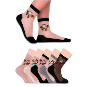 03780 Dewberry Womens Patterned Tulle Socks 5 Pairs-MULTICOLOR