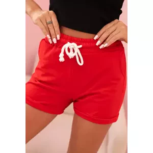 Kesi Women's cotton shorts with elastic and tie at the waist red