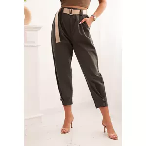 Kesi Włoski Summer Punto pants with a fastening at the ankles dark khaki