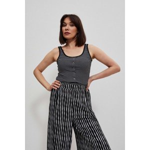 Marisse Black And White Striped Button-Up Top