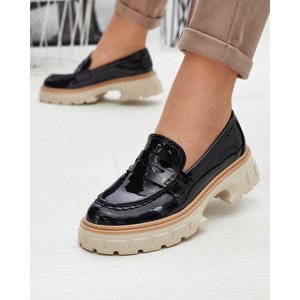 Resti Black lacquered moccasins for women Mewira - Footwear